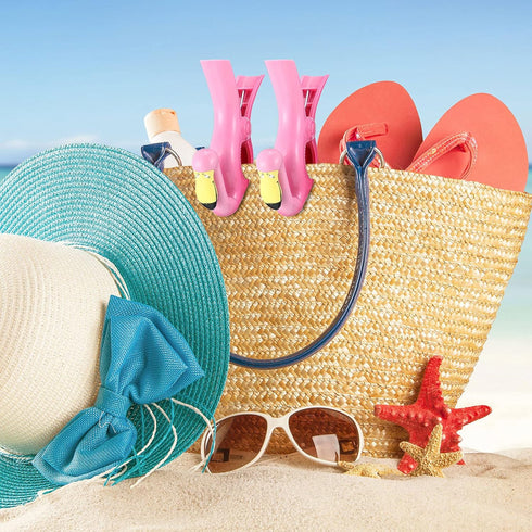 4 Pieces Beach Towel Clip Jumbo Size Chair Clips Towel Holder Clothes Pegs Christmas Stocking Clamp for Cruise Patio Pool Holiday Vacations(Parrot...
