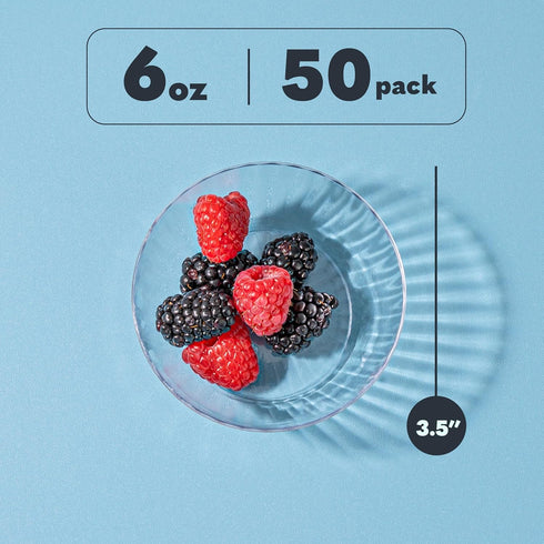 PLASTICPRO 50 Pack Small Plastic Bowls Crystal Like 6 oz Bowls Elegant Clear Plastic Bowls for Party and Occasions...