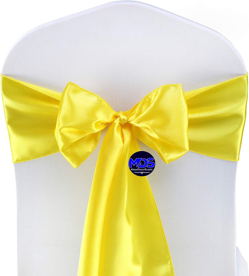 MDS Pack of 50 PCS Satin Chair Sashes Charmeuse Sateen Dining Chair Bows Ribbon Ties Back Sash for Wedding Party Birthday Home Hotel Restaurant Ba...