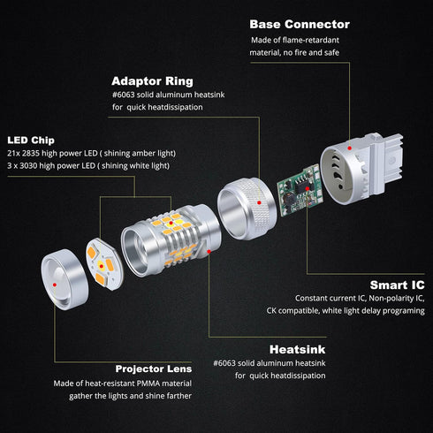 Alla Lighting 7444NA 7443 LED Switchback Turn Signal Lights Bulbs, Dual Color Amber Yellow/6000K White, Blinker Lamps/Parking Lights/DRL Super Bri...