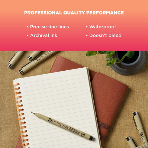 SAKURA Pigma Micron Fineliner Pens - Archival Black Ink Pens - for Writing, Drawing, or Journaling - Assorted Point Sizes - 10 Pack...