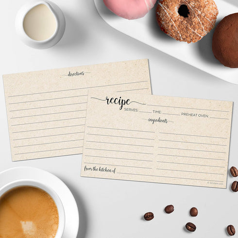 321Done Small Rustic Recipe Cards (Set of 50) From the Kitchen Of 3x5 Kraft Tan Minimalist for Wedding, Bridal Shower Double-Sided - Made in USA...
