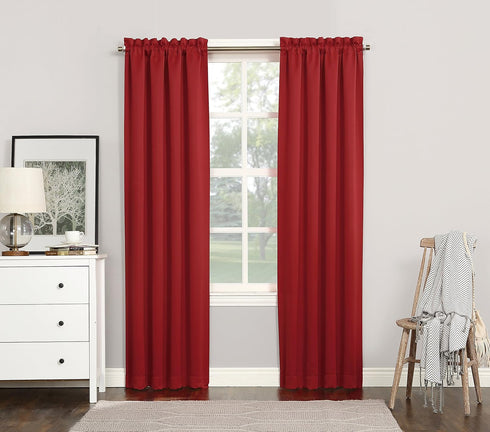 Sun Zero Easton Energy Saving Blackout Rod Pocket Curtain Panel, 40" x 84", Red...