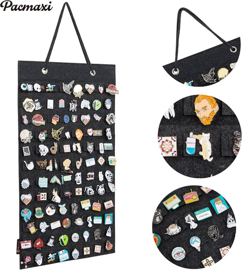 PACMAXI Hanging Brooch Pin Organizer, Display Pins Storage Case, Brooch Collection Storage Holder, Holds Up to 96 Pins.(Not Include Any Accessorie...