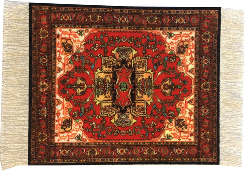 Set of 4 Rug Table Coasters – Oriental Design Fabric Carpet Drink Mats Absorbent Kitchen and Dining Accessories, Spill & Drip Protection, Rectangu...