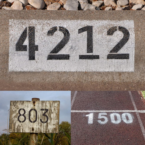 5 inch Number Stencils, 20PCS 0-9 Address Curb Stencil Kit Reusable Plastic Numbers Interlocking Stencils with 2 Rolls Masking Tape for Painting A...