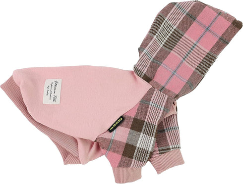 Fitwarm 100% Cotton Girl Plaid Dog Clothes Lightweight Puppy Hoodie Pet Sweatshirt Doggie Hooded Outfits Cat Apparel Pink XX-Large...
