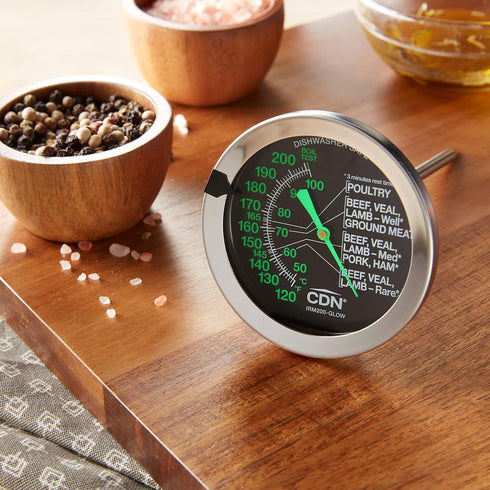 CDN Ovenproof Meat Thermometer – Glow Dial | ProAccurate® | Waterproof | 2" Dial | For Roasting, Poultry, Beef | Recalibratable | Easy-Read | IRM2...