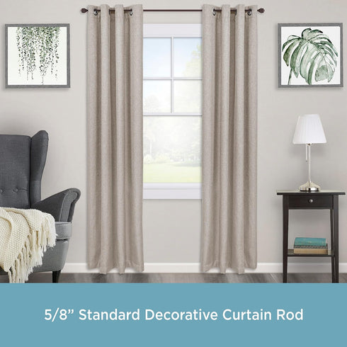 Kenney KN71712 Beckett Soft Square End Standard Decorative Window Curtain Rod, 28-48" Adjustable Length, Weathered Brown Finish, 5/8" Diameter Ste...