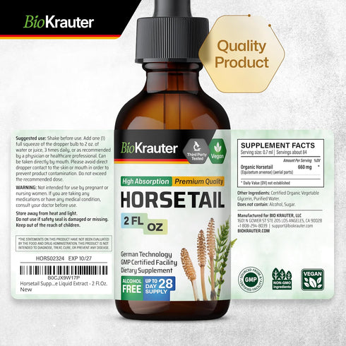 Horsetail Tincture - Organic Horsetail Herb for Hair Growth - Pure Ingredients - Horse Tail Liquid Extract Supplement - Alcohol and Sugar Free Veg...