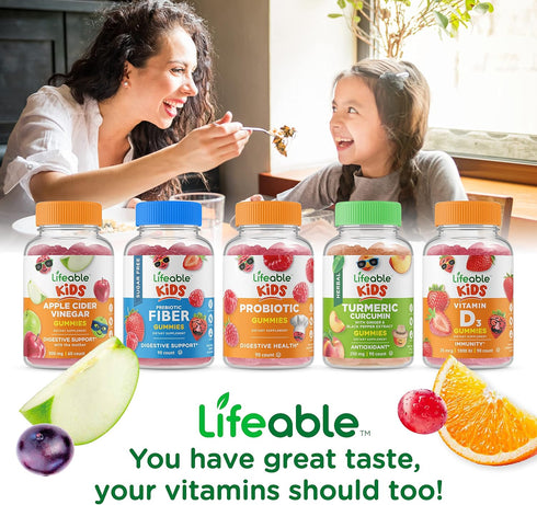 Lifeable Sugar Free Probiotics with Prebiotics Fiber for Kids – Great Tasting Natural Flavor Gummy Supplement – Keto Friendly Probiotic Chewable –...