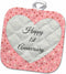 3D Rose 1St Anniversary with Faux Paper-Like Background and Cute Polka Dots Pot Holder, 8 x 8...
