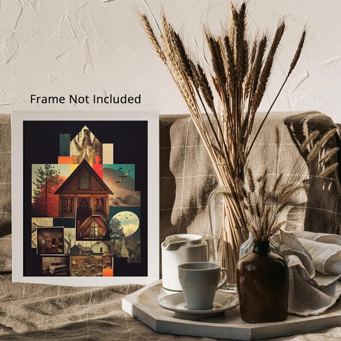 Posterizer 1 pcs-vintage houses and landscapes collage-Landscape & Nature Art-Abstract & Modern Art-Gift for Nature, Surfers and Beach Lovers- UNF...