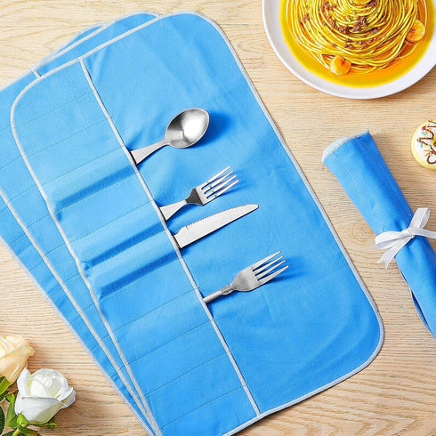 Silver Storage Bags Silver Storage Cloth Anti Tarnish Silver Protector Bags Blue Holder for Silverware Flatware Storage Organizer Place Setting Ro...