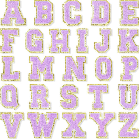 26 Pieces Glitters Patches Iron on Letters Chenille A-Z Patches Decorative Repair Embroidered Personalized Sew on for Clothing Repairing Hats Shir...