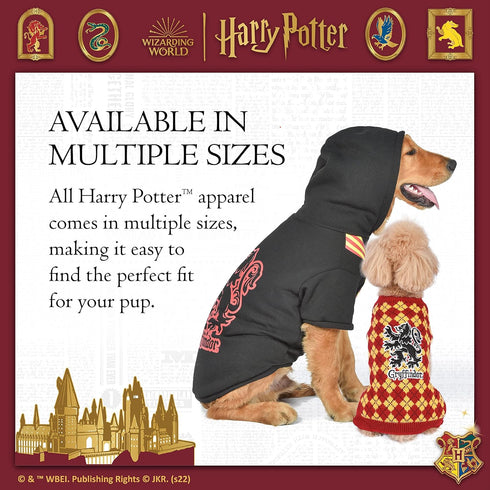 Harry Potter Gryffindor Pet Hoodie with Faux Scarf - Small | Pet Apparel and Accessories for Dogs| Dog Pullover Hoodie for Hogwarts Houses, Gryffi...