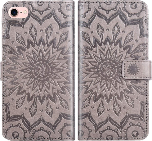 Phone Case for iPhone 7/8/SE 2020/2022 Wallet with Tempered Glass Screen Protector Leather Flip Cover Card Holder Stand iPhone7 iPhone8 SE2020 SE2...