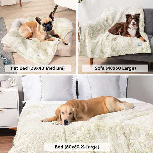 PetAmi Waterproof Dog Blanket for Small Medium Dogs, Calming Fleece Cat Blanket, Couch Protector Washable Sherpa Faux Fur Pet Throw for Puppy, Sof...