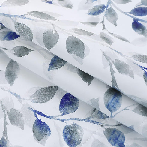 Valance for Windows Watercolor Leaves Print Rod Pocket for Kitchen 52 x 14 Inches, Blue/Gray...