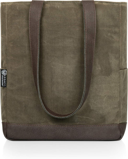 Legacy - a Picnic Time Brand, Bottle Insulated Wine Bag, Distressed Waxed Canvas Wine Tote Bag, Wine Gift Bag...