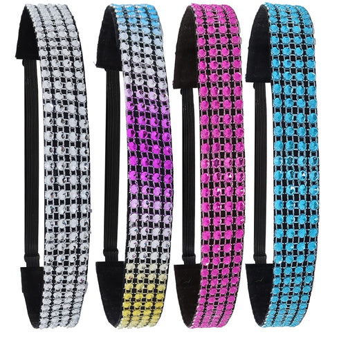 FROG SAC 4 Rhinestone Headbands for Girls, Adjustable Non Slip Gymnastics Sports Headband for Kids, Sparkly Little Girl Gymnast Hair Bands Accesso...