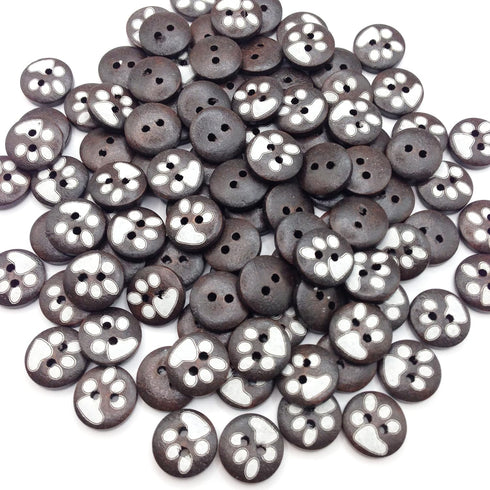 KARMELLING 50PC Dark Coffee Round 2 Holes Wooden Paw Claw Sewing Buttons 15mm(5/8") Dia...