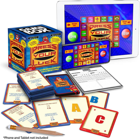 PRESS YOUR LUCK Game Box, Full of Trivia, Tactics, Choices, & Chances, Play with Family & Friends, Classic TV Game Show Travel-Friendly Entertainm...