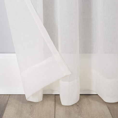 No. 918 Genevieve 2-pack 2-pack Linen Weave Sheer Semi-Sheer Grommet Curtain Panel Pair, 50" x 96", Cream...