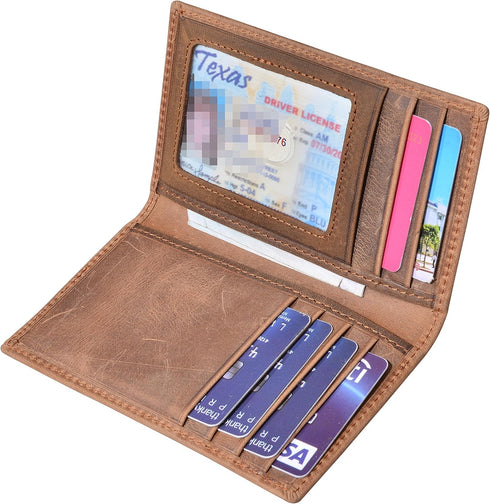 Slim Thin ID/Credit Card Holder RFID Genuine Leather Bifold Front Pocket Wallet...
