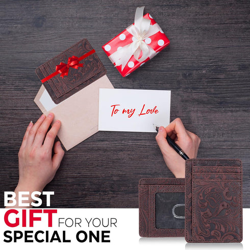 Real Leather Slim Minimalist Wallet for Men and Women -RFID Blocking Front Pocket Thin Credit Card Holder Stylish Wallets...