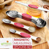 Spring Chef Pink Stainless Steel Magnetic Measuring Spoons Set of 8 with Leveler, Dual Sided Teaspoon & Tablespoon Measuring Set for Dry and Liqui...