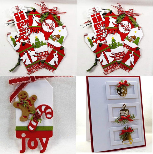8pcs/Set Christmas Ornament Metal Die Cuts,Christmas Tree Bell Snowman Gingerbread Cutting Dies Cut Stencils DIY Embossing Decorative Paper Dies S...