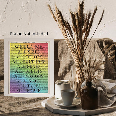 Posterizer 1 pcs-welcome all sizes and sexes and colors sign-Gay & LGBTQ Art-Motivational & Inspirational Art-Gift for LGBTQ, Queer, Gay, Bi, Lesb...