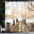 Ambesonne Fall Wooden Foggy Scene Lake River Print Polyester Fabric Shower Curtain - Extra Long, Beige Brown Taupe 69" W By 75" L...