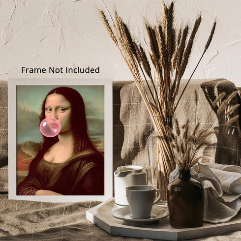 Posterizer 1 pcs-fun Mona Lisa art with pink bubble gum print 2-Comedy Art-Vintage Art-Gift for Street Art, Mural Fans - unframed wall art...