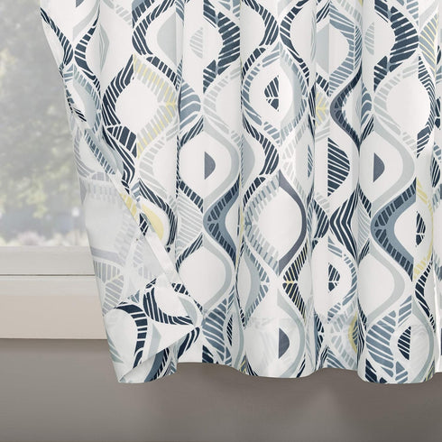 No. 918 Barker Geometric Semi-Sheer Rod Pocket Kitchen Curtain Valance and Tiers Set, 54" x 36", White...