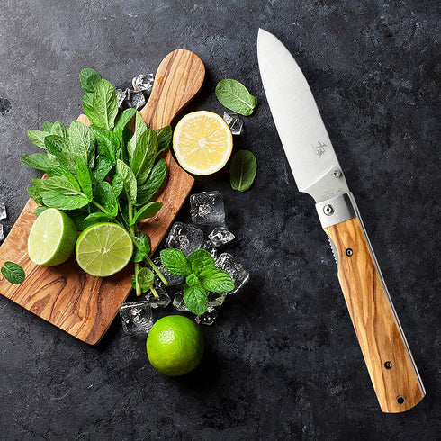 SENBON 440A stainless steel Ultra sharp pocket folding Japanese peeling utility knife Natural Olive Handle Camping trip Outdoor Portable Fruit kni...