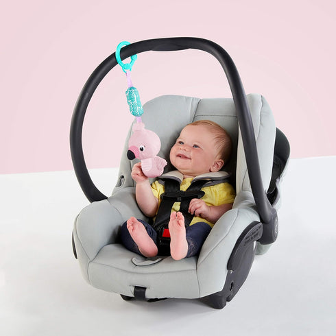 Bright Starts Flamingo Chime Along Friends Plush Take-Along Stroller or Carrier Toy, Ages 0 Month+...