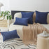 Home Brilliant Euro Sham Striped Decorative Corduroy Pillow Cover 24x24 Velvet Large Couch Throw Pillow Cover for Bedroom, 24 inch (60cm), Navy Bl...