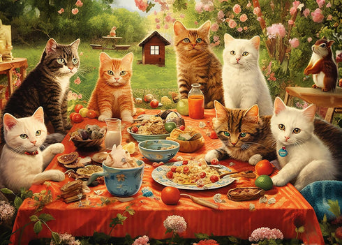 500 Piece Puzzles for Adults - 21" x 15" Jigsaw Puzzles - Difficult Puzzles for Adults Challenging - Purrfect Picnic...