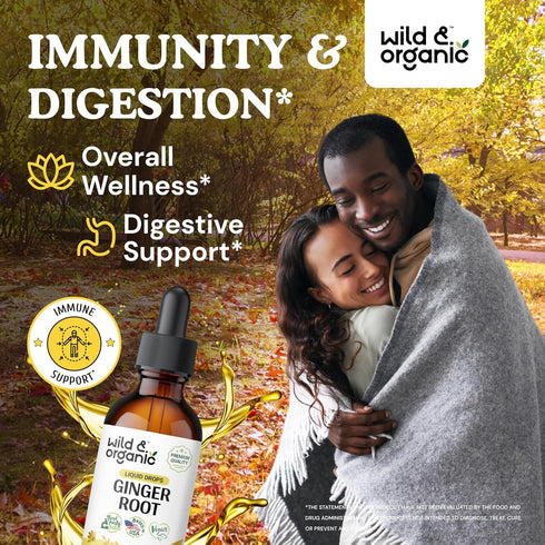 Ginger Liquid Extract - Organic Ginger Root Drops - Ginger Supplements for Digestive Support - Vegan, Alcohol Free Tincture - 2 fl oz...