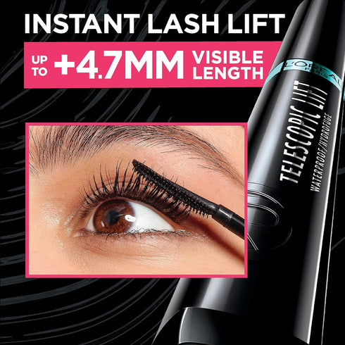 L'Oreal Paris Telescopic Lift Mascara, Lengthening and Volumizing Eye Makeup, Lash Lift with Up to 36HR Wear, Waterproof, Black, 0.33 Fl Oz...