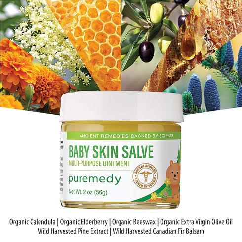 Puremedy Baby Skin Salve Multi Purpose Ointment All Natural Healing Homeopathic First Aid to Relieve Symptoms of Diaper Rash Dry Flaky Skin Bug Bi...