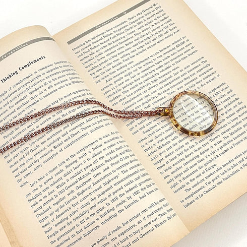 MAGDEPO 3X Pendant Magnifying Glass Necklace Magnifier Transparent Tortoiseshell Pattern Rim 1.5" Lens with Card Magnifiers for Reading Small Text...