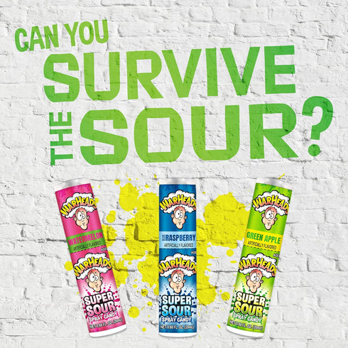 WARHEADS - Super Sour Candy Spray - Blue Raspberry, Green Apple and Watermelon Flavors - 0.68 oz. Bottles - 3 Pack...