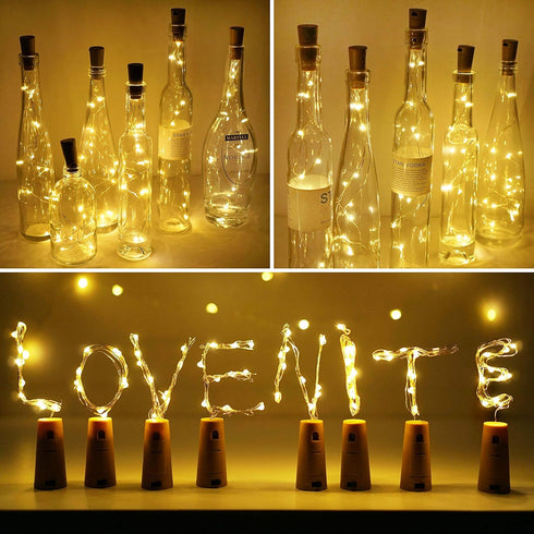 Wine Bottle Lights with Cork, LoveNite 10 Pack Battery Operated Bright LED Fairy Mini String Lights for Liquor Bottles DIY, Birthday Party, Christ...