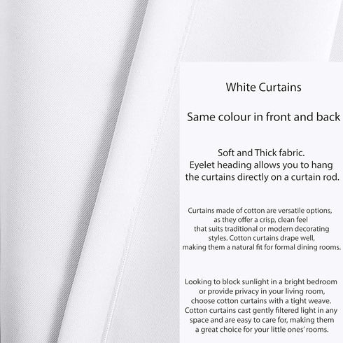 Tiny Break 100% Cotton Tie Up Shade - Moderate Room Darkening Rod Pocket Window Drapes - 42" Wide by 63" Long, White, 1 Panel...