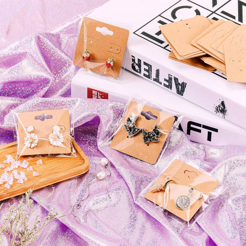 WILLBOND Earring Card Holder Jewelry Display Cards, Earring Backs and Self Sealing Bags Cellophane Bags for Earrings Necklace Jewelry Display (400...