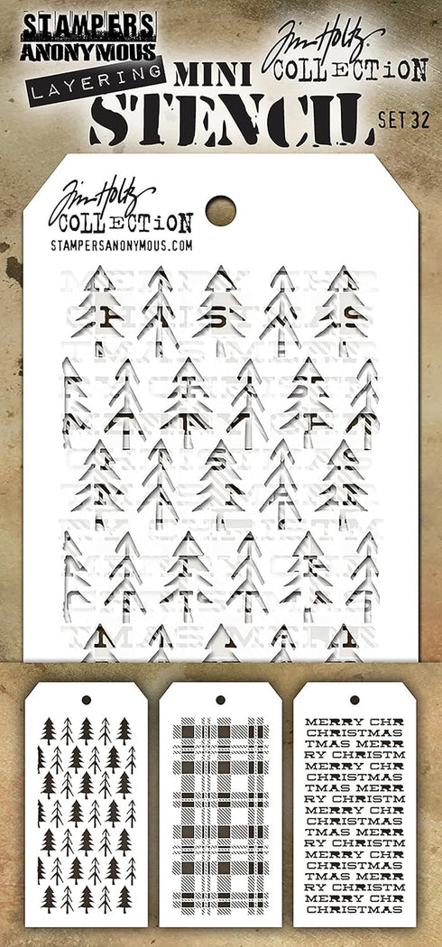 Stampers Anonymous MST032 Tim Holtz Mini Layered Stencil 3/Pkg-Set #32...