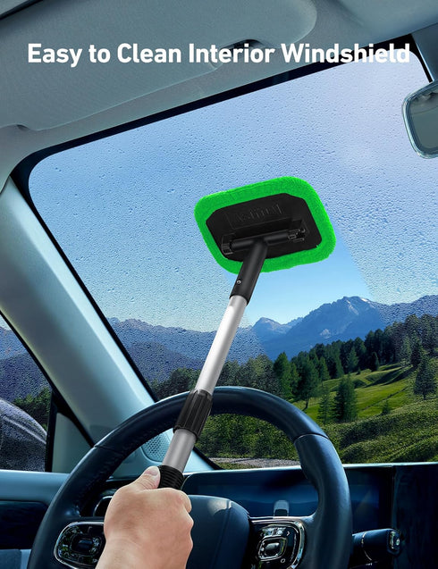 AstroAI Windshield Cleaner, Microfiber car Window Cleaner with 4 Reusable and Washable Microfiber Pads and Extendable Handle Auto Inside Glass Wip...